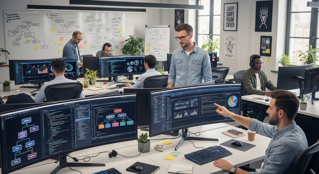 custom software development services creating tailored business solutions.